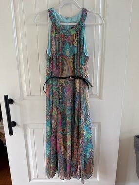 Tommy Hilfiger | Dresses | Nwt Tommy Hilfiger Floral Paisley Midi Dress Size Black White Sleeveless 119